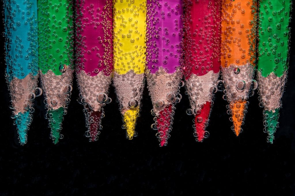 colorful, pencils, submerged-2137080.jpg